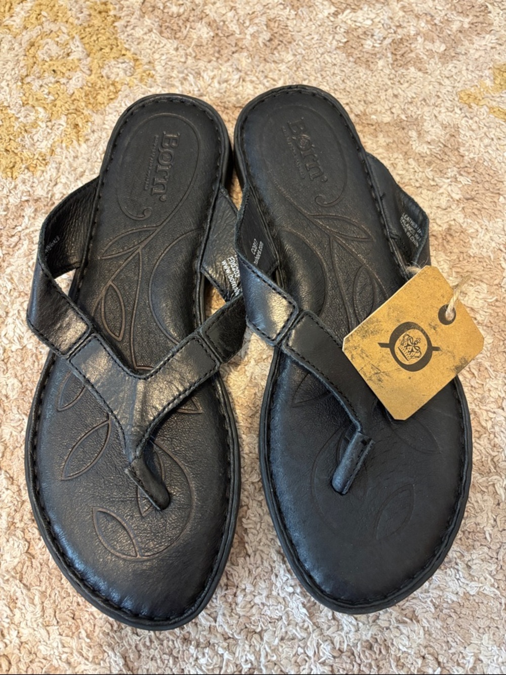 Born Black Leather Thong Sandals